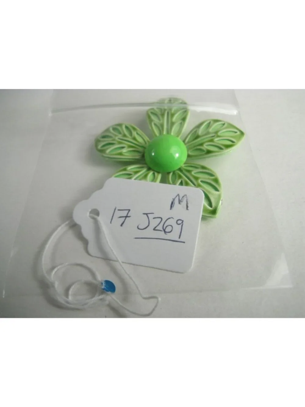 Vintage 1960s Green Enamel Flower Leaf Brooch Pin MOD Mid Century Statement